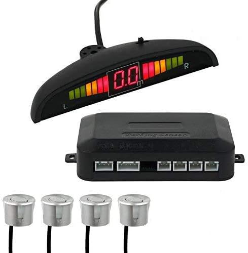 AUTOUTLET Rear Reversing Car Parking Sensors 4 Sensors Kit Audio Buzzer Alarm LED Display, DC 12 V