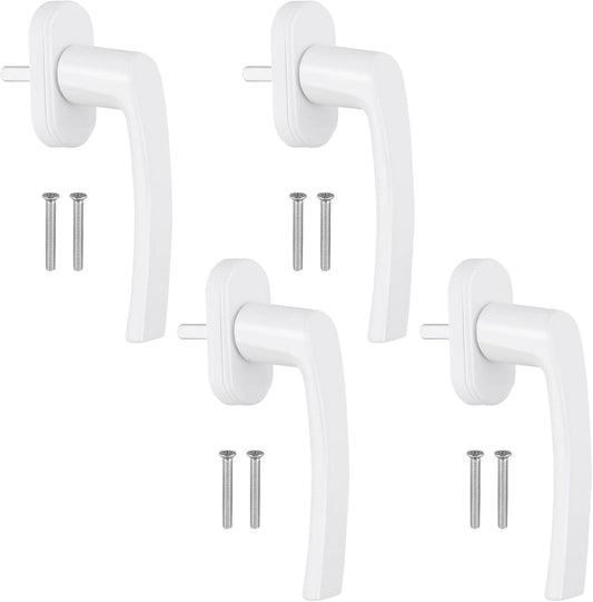 AUTOUTLET Fenstergriff Aluminium, 4 Stück Fenstergriff weiß Fensterschloss Balkontürgriff ohne Schließzylinder, in Stiftlänge 35mm, Türgriffe für Fenster, Terrassentüren und Balkontüren