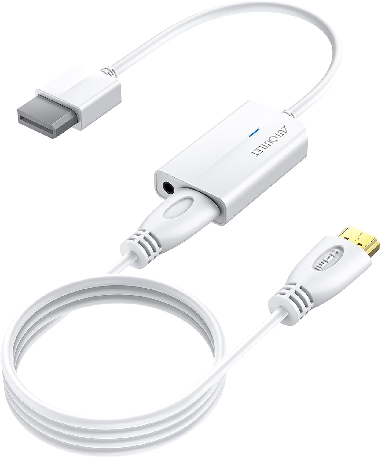 AUTOUTLET Wii to HDMI Converter 1080P 5ft/150cm for Full HD Device, Adapter with HDMI Male Cable Output Compatible with Nintendo Wii, Wii U, HDTV, Monitor-Supports All Wii Display Modes