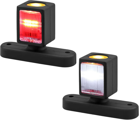 AUTOUTLET LED Begrenzungsleuchten Anhänger, 2PCS Positionsleuchten 10-30V Wasserdicht, Seitenleuchten mit Dual-E9-Mark & Gummistiel Basis, Positionsleuchte Seitenmarkierungsleuchten für LKW PKW (74mm)