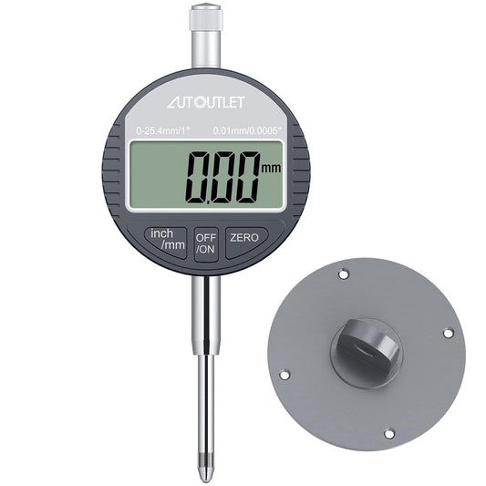 AUTOUTLET Digital Dial Indicator Probe 0.01 mm/0.0005'' Range DTI Gauge Dial Test Indicator 25.4 mm/1'' High-precision Measurement Industrial Indicators