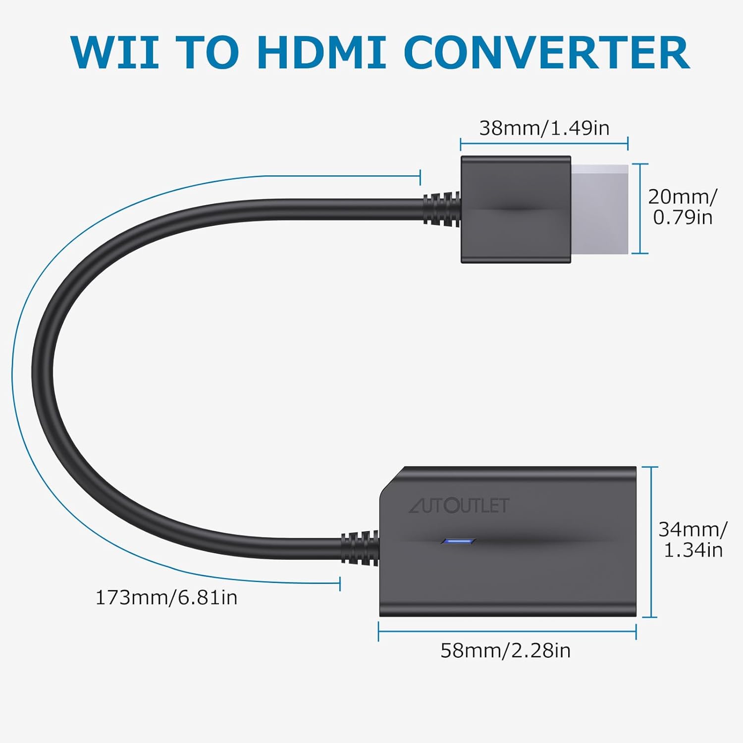 AUTOUTLET Wii Hdmi Converter Wii Adapter Hdmi Support 720P 1080P with 3.5MM Audio HD Video Output Adapter Compatible with Wii