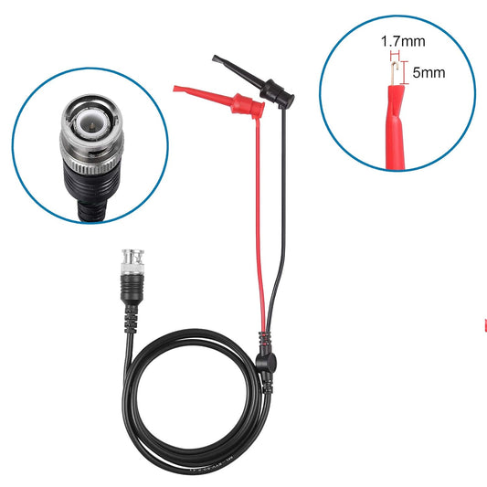 AUTOUTLET 2PCS P2200 200Mhz Oscilloscope Probe Kit, with BNC to Mini Grabber Test Lead Kit, Attenuation Ratio 1X/10X Black High Precision Scope Oscilloscope Clip Probes