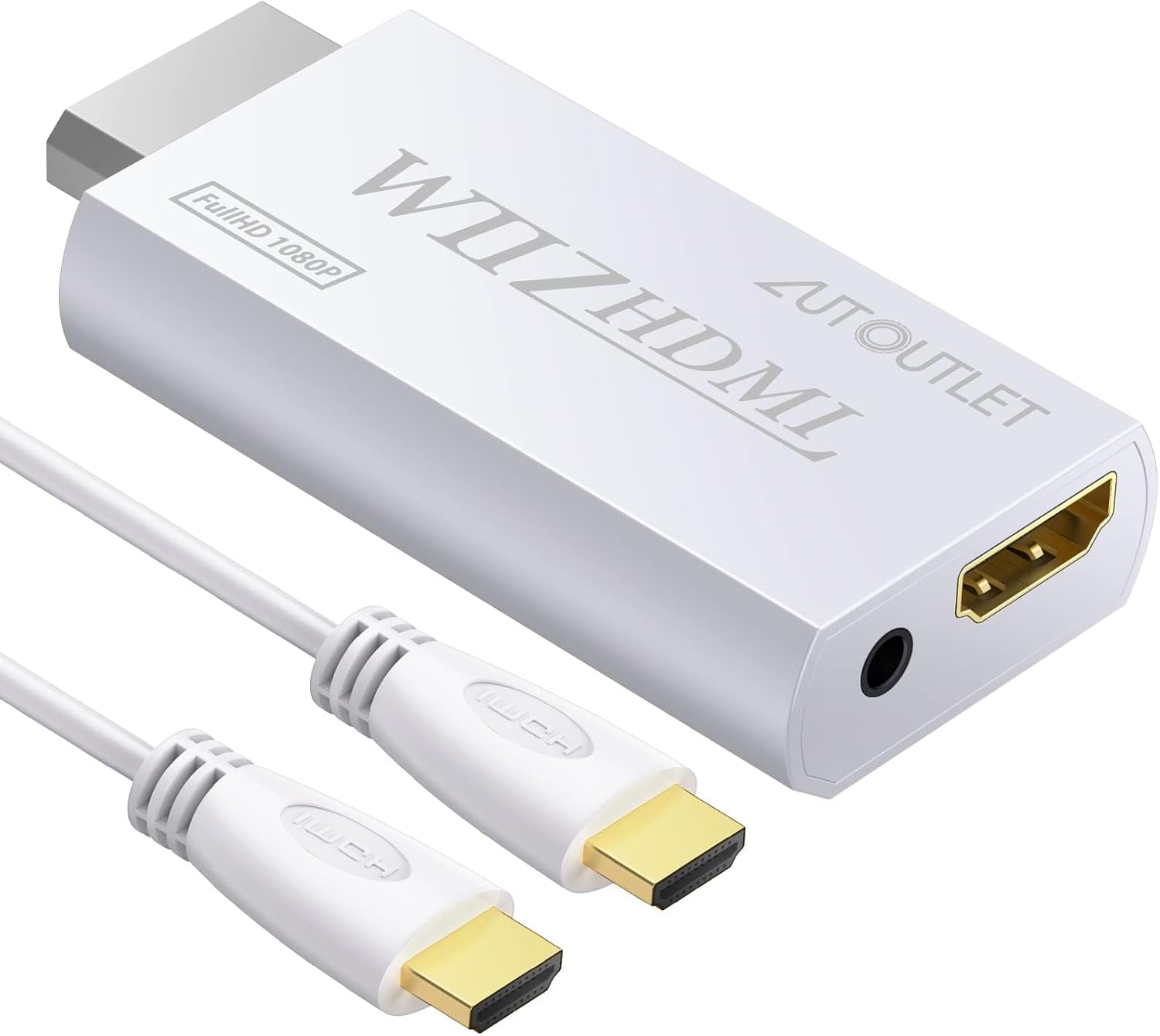 AUTOUTLET PS2 zu HDMI Konverter, PS2 zu HDMI Adapter Konverter PS2 auf HDMI Konverter mit 3,5 mm Kopfhörer Audio Buchse und 1,5m HDMI Kabel, für PS2 HDTV HDMI Monitor