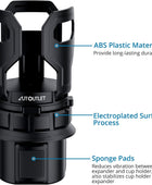 AUTOUTLET Versatile Round Cup Holder Expander ALL BLACK, Adjustable for Diameter 7.1-9.5 cm, Securely Holds Cups, Water Bottles, and Travel Mugs in Your Car