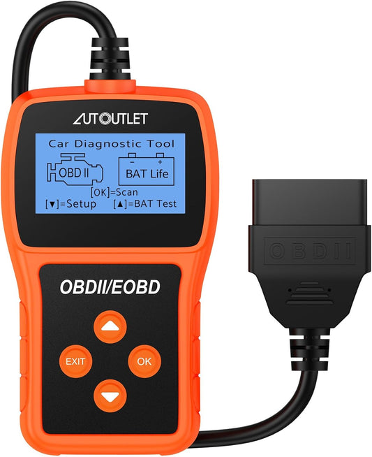 AUTOUTLET OBD2 Scanner Device Car OBD2 Diagnostic Scanner Code Reader OBD2 EOBD with DTC Definition, 10 Languages, Voltage Detection and Monitoring, Engine Vehicle Fault Code Reader