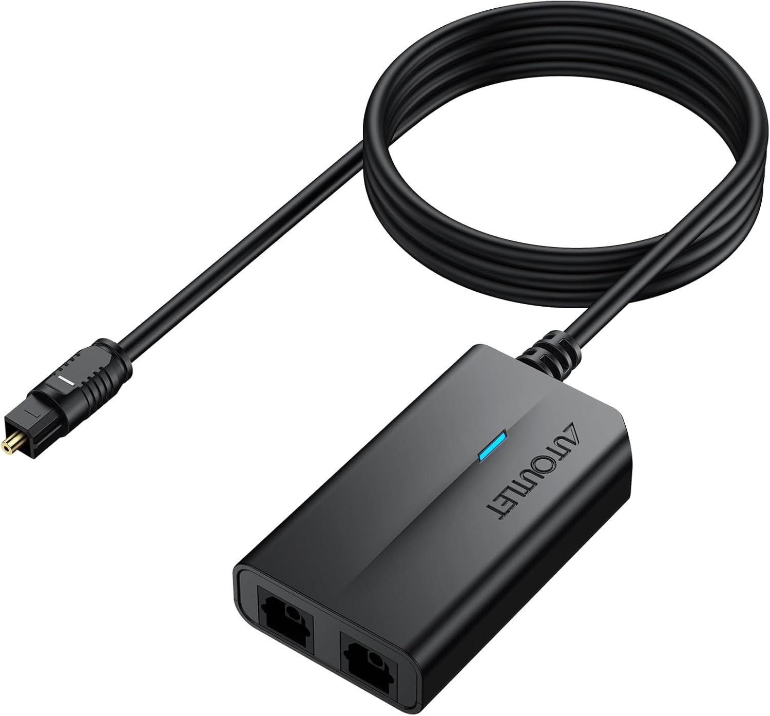 AUTOUTLET 1 in 2 Out Fiber Optic Splitter, Digital Optical Audio Splitter Supports PCM2.0, DTS, Dolby-AC3, Compatible with HDTV, PS4, Xbox & Home Theater Systems