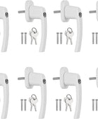 AUTOUTLET Fenstergriffe abschliessbar, 4 Stück Fenstergriff abschließbar Aluminium in Stiftlänge 35mm, Fenstersicherung Balkontürgriff kindersicherung mit Schlüsseln und Schrauben für Fenster (weiß)
