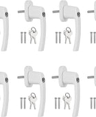 AUTOUTLET Fenstergriff Aluminium, 8 Stück abschließbar Sicherheitsfenstergriff Fensterschloss Kindersicherung mit Schloss in Stiftlänge 35mm, Gleichschließend Windows Balkontürgriff(weiß)