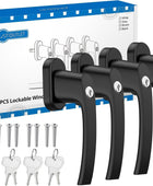 AUTOUTLET Fenstergriffe abschliessbar, 4 Stück Fenstergriff abschließbar Aluminium, Fensterschloss Fenstersicherung Kindersicherung Balkontürgriff mit Schloss in Stiftlänge 35mm für Fenster (schwarz)