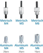 Nietzange Set, AUTOUTLET 86 Stück Nietmutternzange Set Gewindeeinsatz Nietpistolen Werkzeug, mit M3 M4 M5 M6 M8 Dorne und 80PCS Nietmuttern, 10