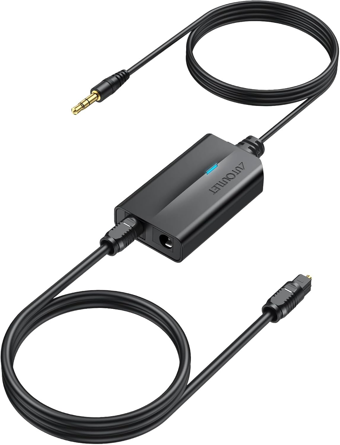 AUTOUTLET 3.5mm to Optical Converter, 48Khz Audio Sample Rate, Supports Uncompressed 2-Way PCM Digital Audio Signal Output, Built-in 1.2m 3.5mm Cable, Suitable for Laptop, Computer, Projector, etc