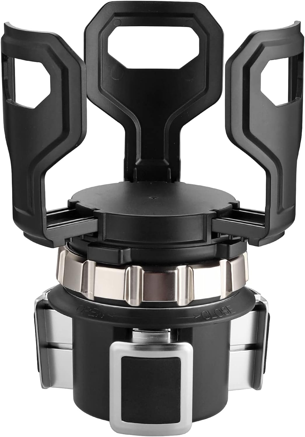 AUTOUTLET Versatile Round Cup Holder Expander ALL BLACK, Adjustable for Diameter 7.1-9.5 cm, Securely Holds Cups, Water Bottles, and Travel Mugs in Your Car