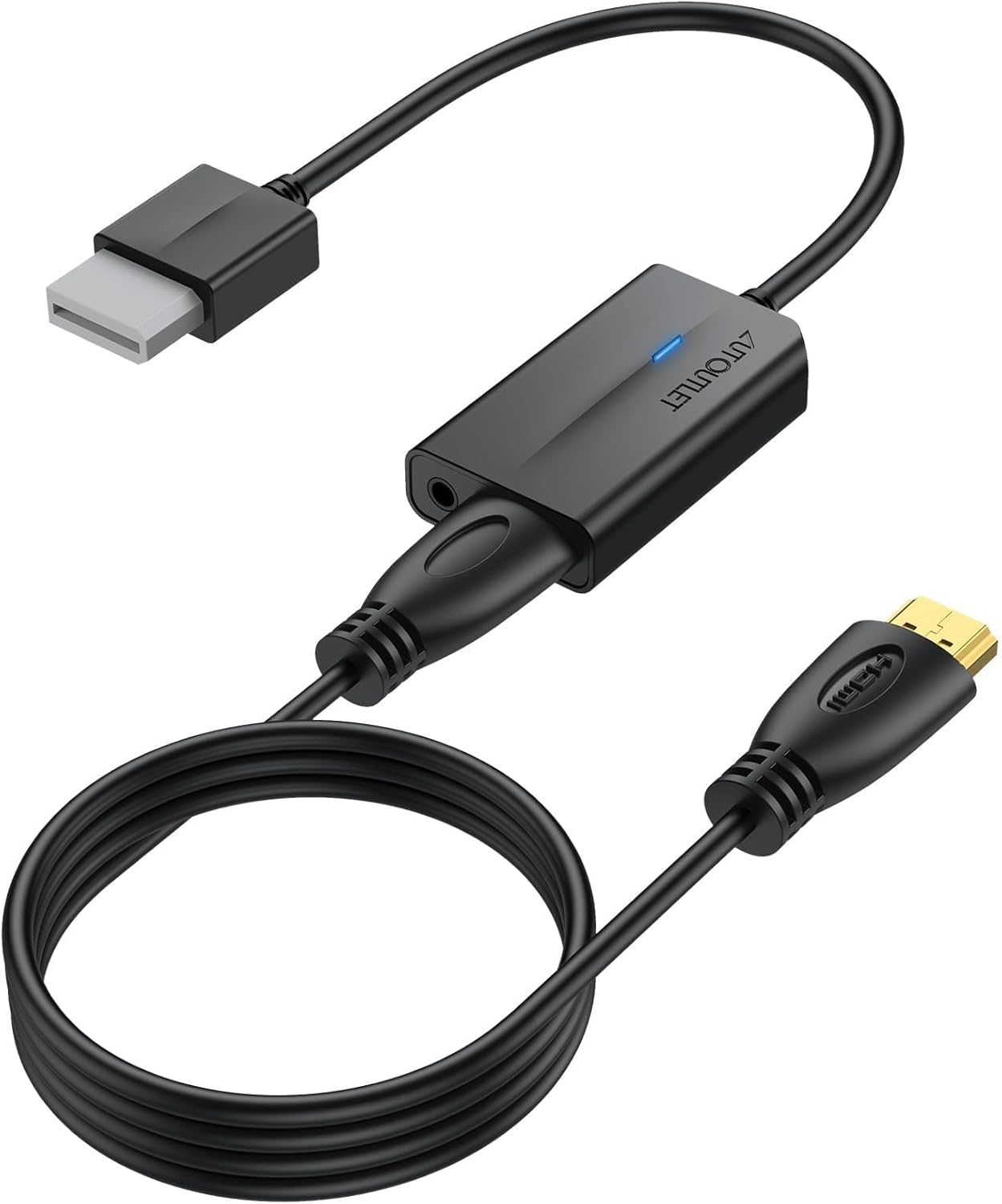 AUTOUTLET Wii to HDMI Converter 1080P 5ft/150cm for Full HD Device, Adapter with HDMI Male Cable Output Compatible with Nintendo Wii, Wii U, HDTV, Monitor-Supports All Wii Display Modes