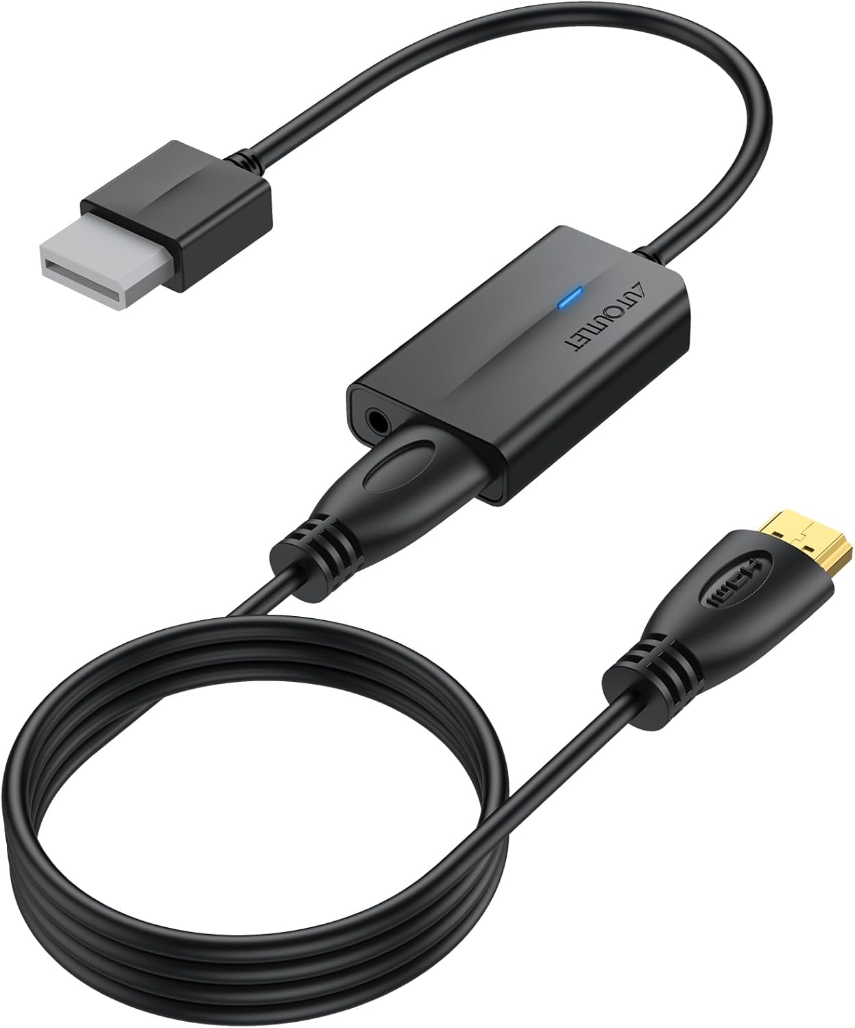 AUTOUTLET Wii to HDMI Converter 1080P 5ft/150 cm for Full HD Device, Adapter with HDMI Male Cable Output Compatible with Nintendo Wii, Wii U, HDTV, Monitor-Supports All Wii Display Modes