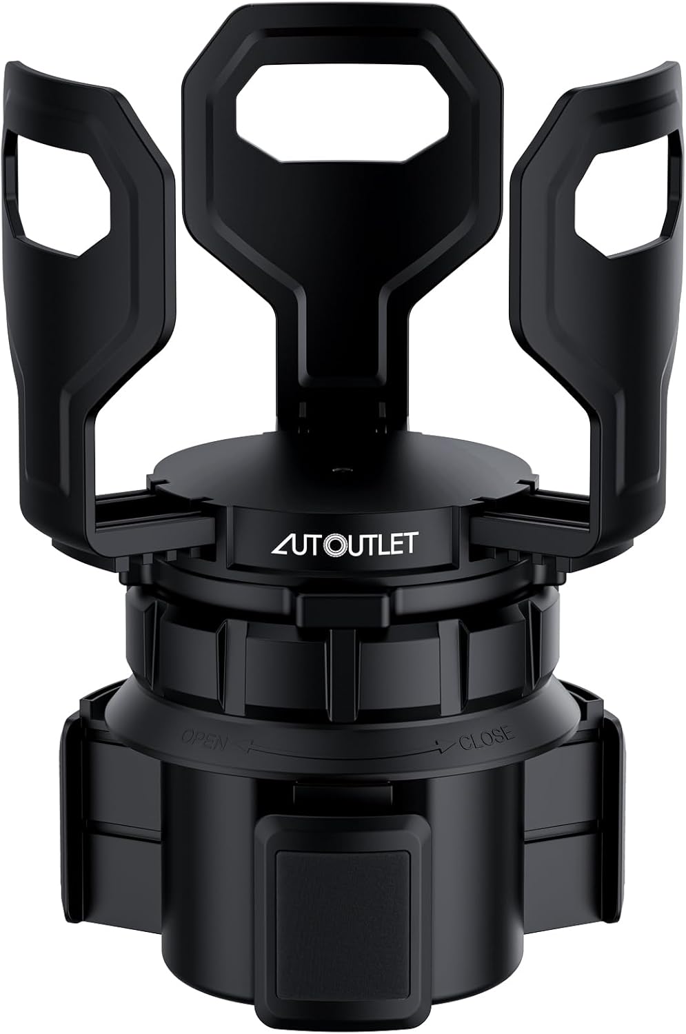 AUTOUTLET Versatile Round Cup Holder Expander ALL BLACK, Adjustable for Diameter 7.1-9.5 cm, Securely Holds Cups, Water Bottles, and Travel Mugs in Your Car