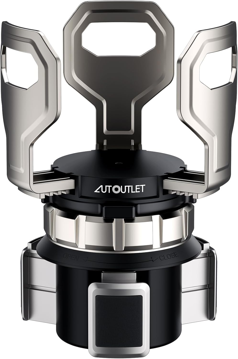 AUTOUTLET Versatile Round Cup Holder Expander ALL BLACK, Adjustable for Diameter 7.1-9.5 cm, Securely Holds Cups, Water Bottles, and Travel Mugs in Your Car