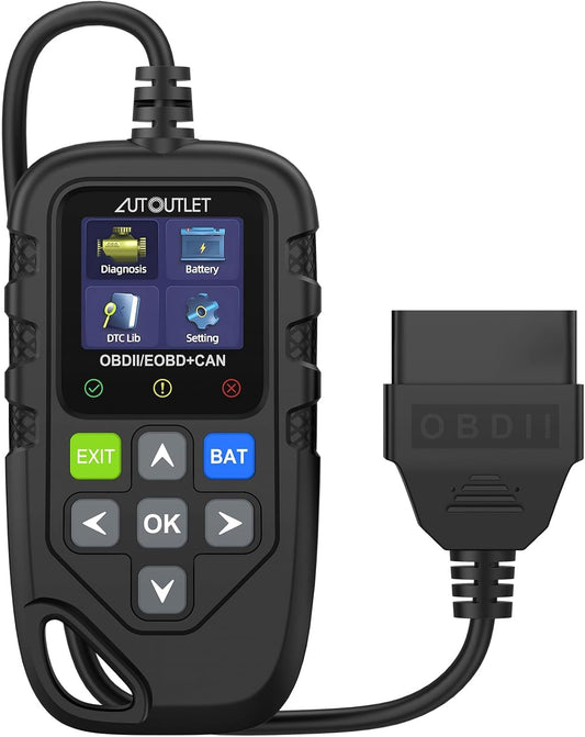 AUTOUTLET OBD2 Code Reader Diagnostic Scan Tool, Automotive DTC Definition Live Data Scanner with Battery Test for All OBD II Protocol Cars Since 1996