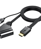 AUTOUTLET Scart auf HDMI Konverter, 1080P Scart auf HDMI Adapter unterstützt 16:9/4:3 Konvertierung, PAL/NTSC, Scart to HDMI mit 150cm Männlich-Scart-Kabel, Scart HDMI Adapter für HDTV VCR VHS DVD