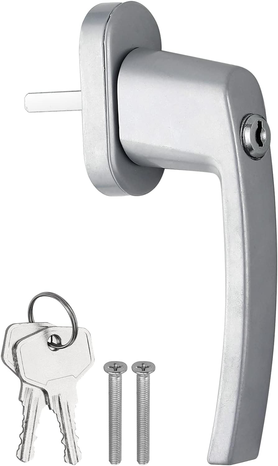 AUTOUTLET Fenstergriffe abschliessbar, 4 Stück Fenstergriff abschließbar Aluminium in Stiftlänge 35mm, Fenstersicherung Balkontürgriff kindersicherung mit Schlüsseln und Schrauben für Fenster (grau)