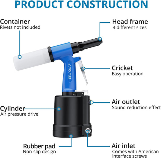 AUTOUTLET Pneumatic Rivet Nut Gun