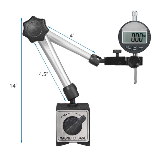 AUTOUTLET Magnetic Base Flexible Indicator Magnetic Base Holder Stand 14 Inch Adjustable Dial Indicator Magnetic Base with Max Pull 176Lbs (80Kgs) for Digital Dial Indicator Gauge