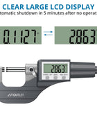 AUTOUTLET Micrometer Digitale Bügelmessschraube 0-25mm/ 0.001mm, Hohe Präzision LCD Digitale Mikrometer Mikrometerschieber Länge Messwerkzeug Mikrometer 0.001mm(0.00005