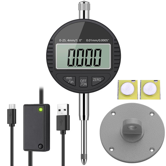 AUTOUTLET Digitale Messuhr mit 3M Micro Datenkabel, Digital Messuhr Messtaster 0-25.4mm/1''Messbereich, Digital Indikator Messgerät Dial Test Indicators, Kompatibel mit window-, Apple- und MAC-Systeme