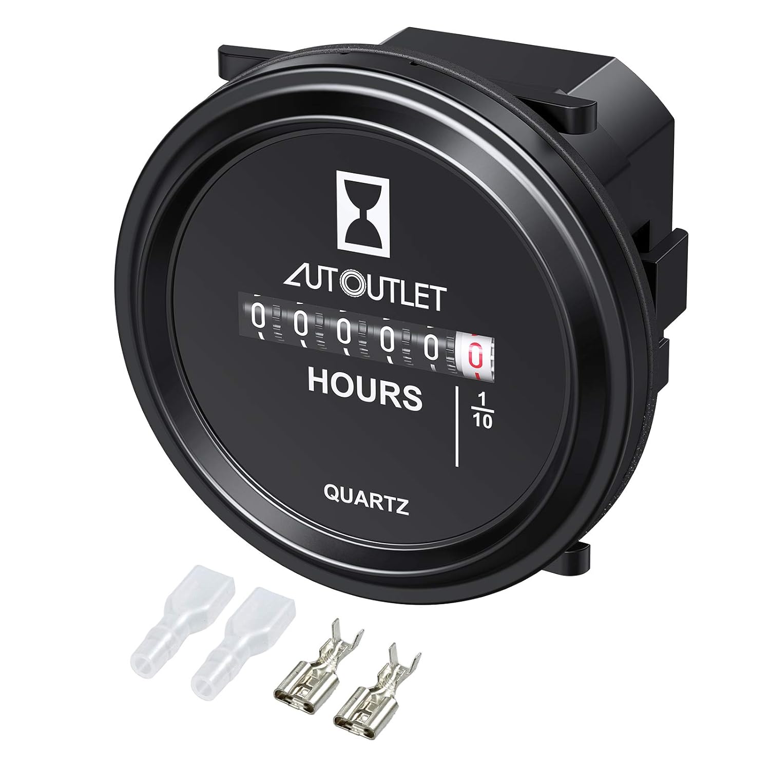 AUTOUTLET Quartz Hour Meter 2" Round Gauge Waterproof Industrial Timer DC 12V 24V 36V 48V 72V 99,999.9 Hours, 0.01 Quartz for Marine Boat Engine