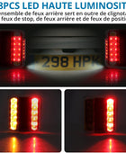 AUTOUTLET Feux Arrière Remorque Feux de Remorque Montage à Vis Câble de 7,5m 7 Broches 18 LEDs Super Claires avec E Mark E11 pour La Circulation Routière pour Camping-Car Camion Poids Lourd Tracteur