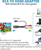 AUTOUTLET RCA to HDMI Converter 1080P/720P HD Conversion, Relive Your Childhood with Retro Games on Modern TVs, Built-in Cable, Instant Plug & Play for Wii, PSOne, PS2, N64 with 60cm Cable & HDMI Plug