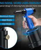 AUTOUTLET Pneumatic Rivet Gun Kit Heavy-Duty Riveter 4 Sizes Air Hydraulic Riveting Tool for Manufacturing Fields