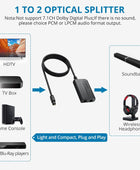 AUTOUTLET 1 in 2 Out Fiber Optic Splitter, Digital Optical Audio Splitter Supports PCM2.0, DTS, Dolby-AC3, Compatible with HDTV, PS4, Xbox & Home Theater Systems