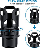 AUTOUTLET Versatile Round Cup Holder Expander ALL BLACK, Adjustable for Diameter 7.1-9.5 cm, Securely Holds Cups, Water Bottles, and Travel Mugs in Your Car