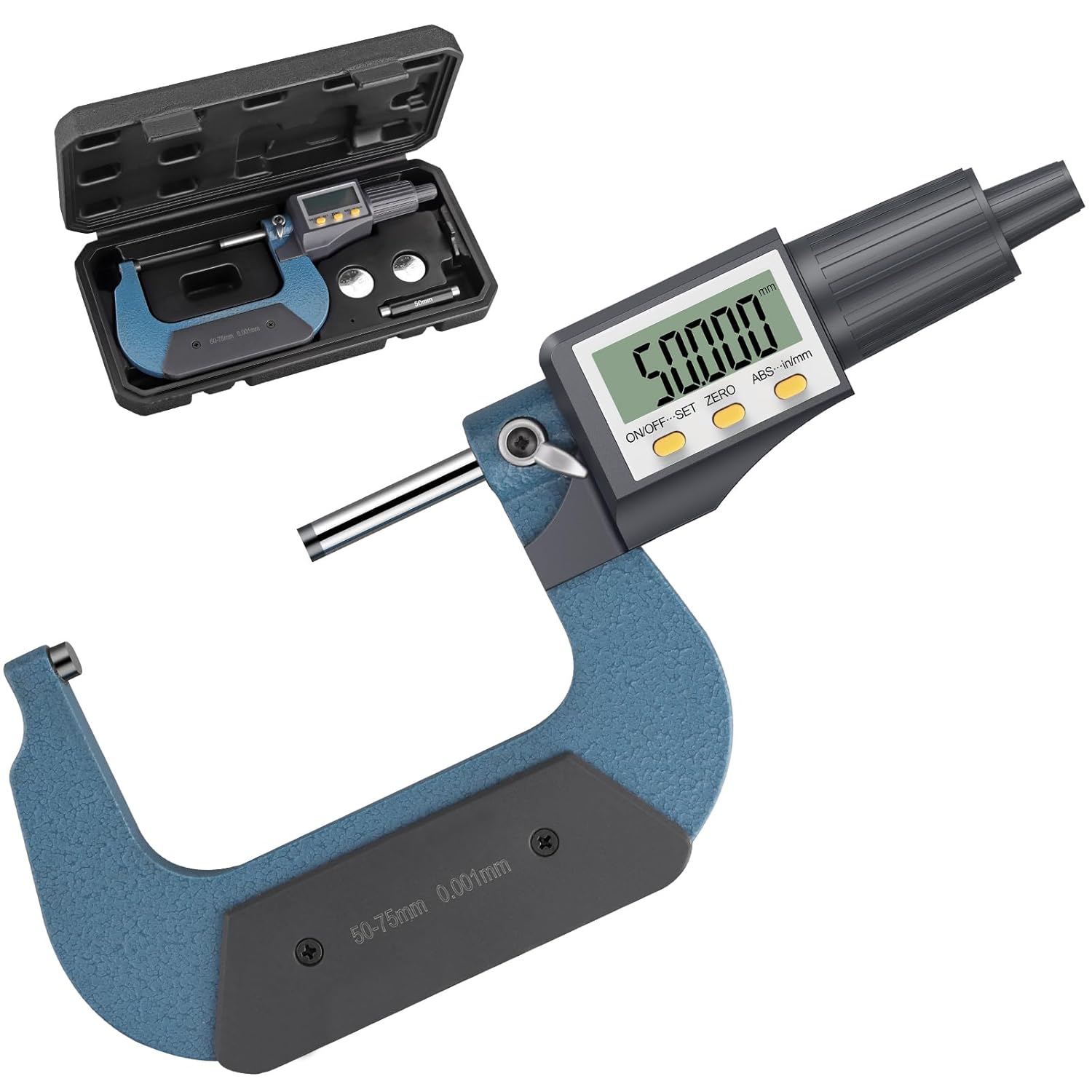 AUTOUTLET Micrometer Digitale Bügelmessschraube 25-50mm/ 0.001mm, Hohe Präzision LCD Digitale Mikrometer Mikrometerschieber Länge Messwerkzeug Mikrometer 0.001mm(0.00005")