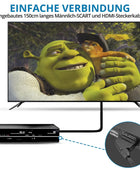 AUTOUTLET Scart auf HDMI Konverter, 1080P Scart auf HDMI Adapter unterstützt 16:9/4:3 Konvertierung, PAL/NTSC, Scart to HDMI mit 150cm Männlich-Scart-Kabel, Scart HDMI Adapter für HDTV VCR VHS DVD