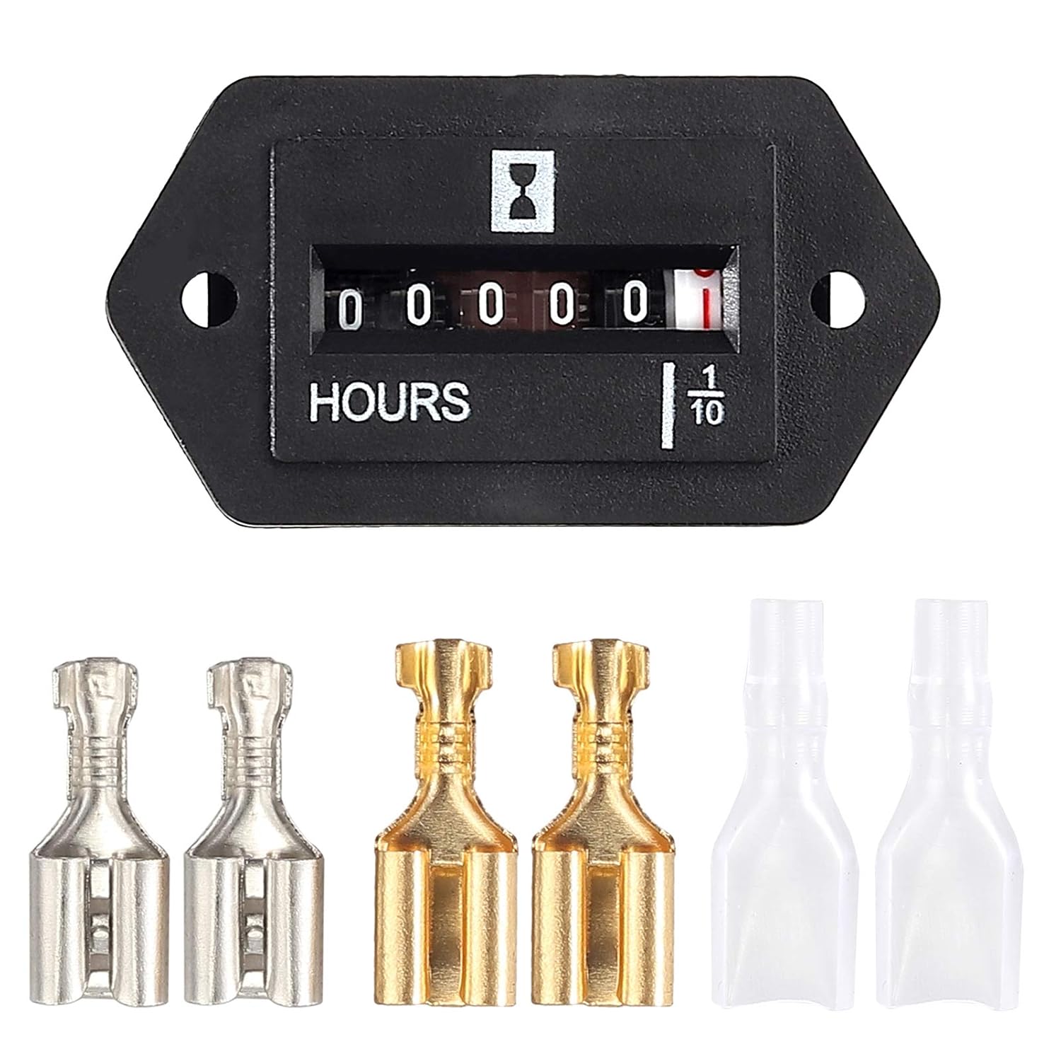 AUTOUTLET Quartz Hour Meter 2" Round Gauge Waterproof Industrial Timer DC 12V 24V 36V 48V 72V 99,999.9 Hours, 0.01 Quartz for Marine Boat Engine