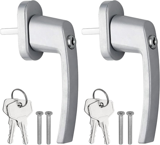 AUTOUTLET Fenstergriff Aluminium, 2 Stück abschließbar Sicherheitsfenstergriff Fensterschloss Kindersicherung mit Schloss in Stiftlänge 35mm, Gleichschließend Windows Balkontürgriff(grau)