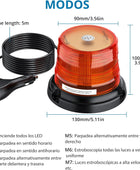 AUTOUTLET LED Rotating Flashing Amber Beacon | 12LED 10V-30V Magnetic Flashing Beacon Warning Light | Emergency Vehicle Safety Light CE, ROHS, ECE R10 R65 Certified for Trucks and Forklifts