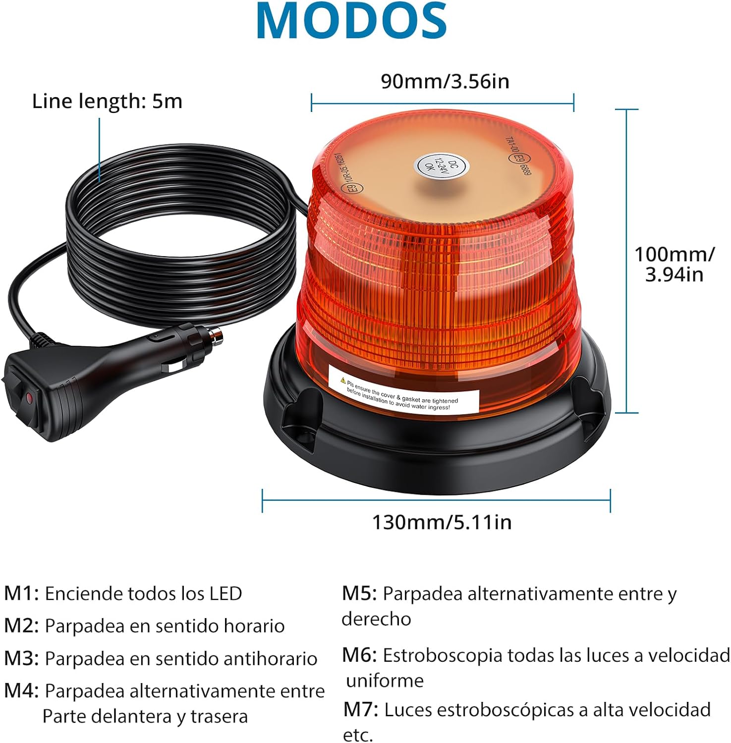 AUTOUTLET LED Rotating Flashing Amber Beacon | 12LED 10V-30V Magnetic Flashing Beacon Warning Light | Emergency Vehicle Safety Light CE, ROHS, ECE R10 R65 Certified for Trucks and Forklifts