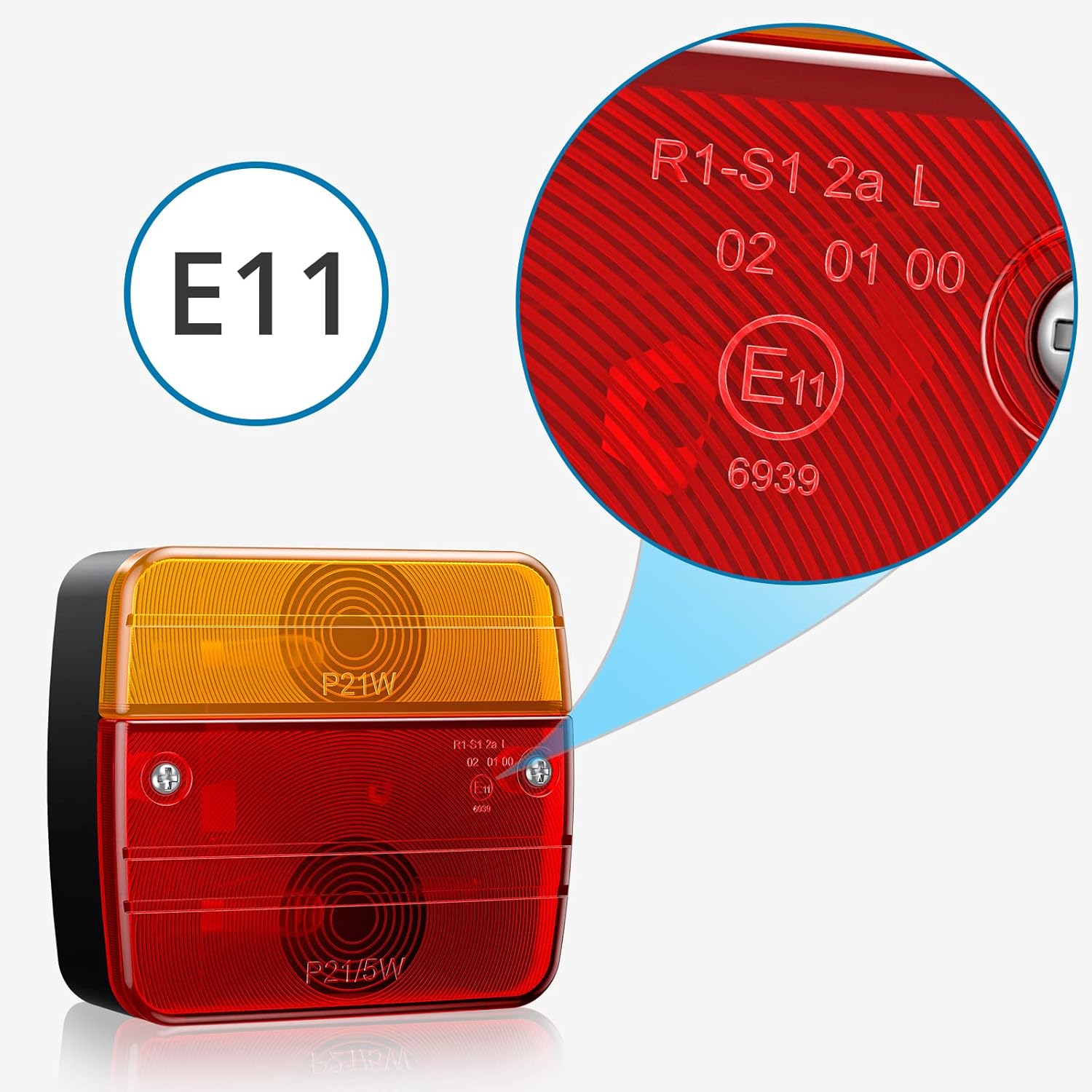 AUTOUTLET 2 x Rear Lights Taillight Set for Trailers, Wired with Screw Assembly 7.5 m Cable, 7-pin Plug, Taillights Trailer Lighting with E-standard Approved for Road Traffic