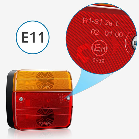 AUTOUTLET 2 x Rear Lights Taillight Set for Trailers, Wired with Screw Assembly 7.5 m Cable, 7-pin Plug, Taillights Trailer Lighting with E-standard Approved for Road Traffic