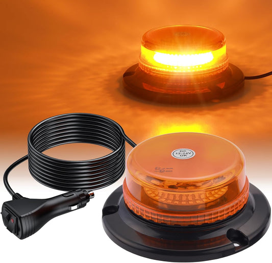 AUTOUTLET 36 LED Rundumleuchte, 12/24V Gelb Rundumleuchte LED Warnleuchte mit Magnet, 9 Modi, 5M Kabel, E57 Mark & Wasserdicht IP65, Warnlicht Blinkleuchte für Auto LKW Traktor Golfwagen SUV