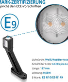 AUTOUTLET LED Begrenzungsleuchten Anhänger, 2PCS Positionsleuchten 10-30V Wasserdicht, Seitenleuchten mit Dual-E9-Mark & Gummistiel Basis, Positionsleuchte Seitenmarkierungsleuchten für LKW PKW(187mm)
