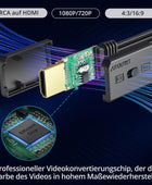 AUTOUTLET Scart auf HDMI Konverter, 1080P Scart auf HDMI Adapter unterstützt 16:9/4:3 Konvertierung, PAL/NTSC, Scart to HDMI mit 150cm Männlich-Scart-Kabel, Scart HDMI Adapter für HDTV VCR VHS DVD