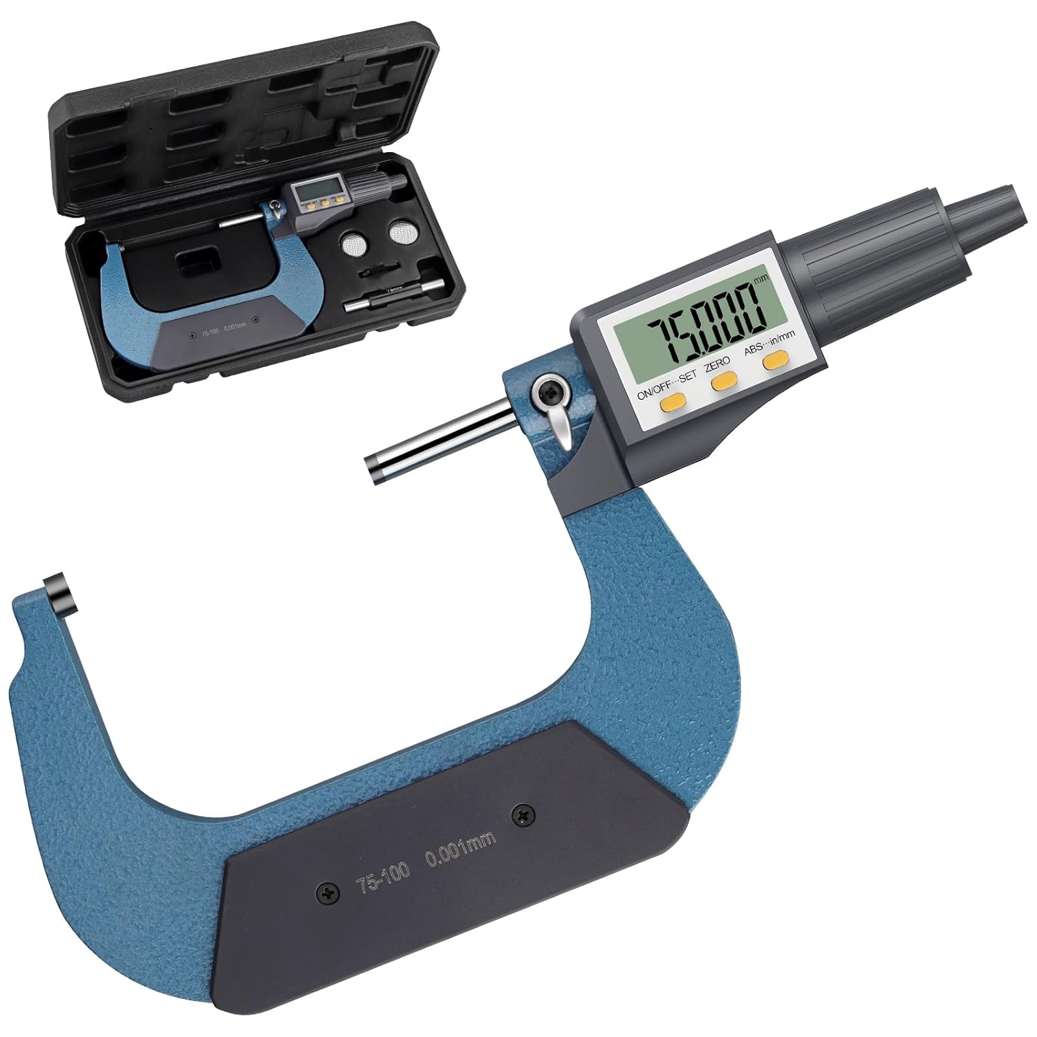 AUTOUTLET Micrometer Digitale Bügelmessschraube 0-25mm/ 0.001mm, Hohe Präzision LCD Digitale Mikrometer Mikrometerschieber Länge Messwerkzeug Mikrometer 0.001mm(0.00005")-Grau