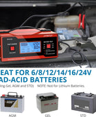 AUTOUTLET Upgraded 8 Volt Battery Charger for Golf Cart Automotive Battery Charger and Maintainer 0-10A with Cable Clamps for 6/8/12/14/16/24V Lead-Acid Batteries