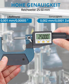 AUTOUTLET Micrometer Digitale Bügelmessschraube 25-50mm/ 0.001mm, Hohe Präzision LCD Digitale Mikrometer Mikrometerschieber Länge Messwerkzeug Mikrometer 0.001mm(0.00005