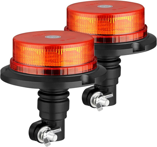 AUTOUTLET 2PCS Rundumleuchte, 12 LED Amber Warnleuchte Warnlicht mit 3 Blitzmuster 10V-30V, R65 R10 E9 Mark Warnlicht Stroboskoplicht Blinklichter Frontblitzer Notlicht für LKWs Traktoren Gabelstapler