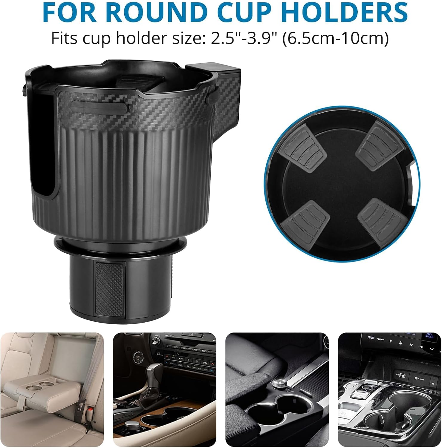 AUTOUTLET Adjustable Car Cup Holder Expander - Universal Fit for Yeti, Hydro Flask, 32/40oz & Large Bottles/Mugs (2.5"-3.9")